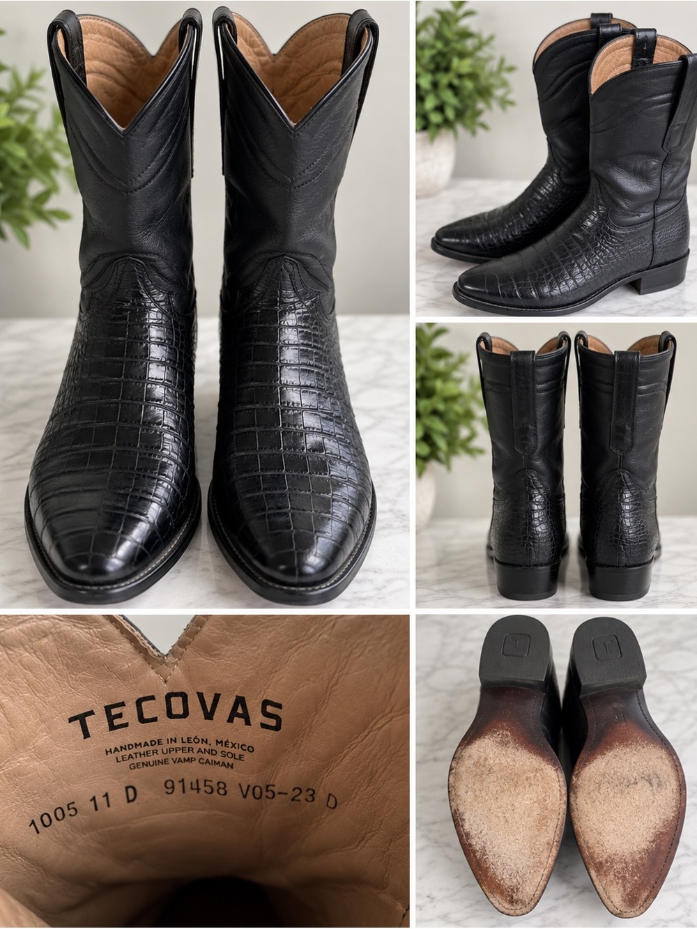 Tecovas The Dillon Black Caiman Cowboy Boots Men’s Size 11